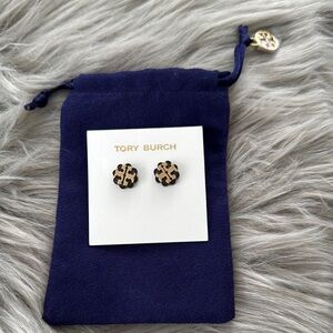 Tory Burch Black and Gold Stud Earrings